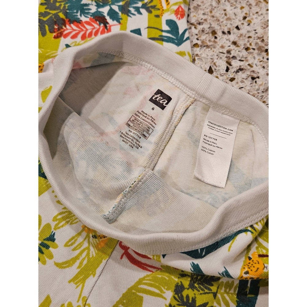 Tea Collection Pajama Short Set Jungle Print Size 6 100% Cotton - Picture 2 of 5